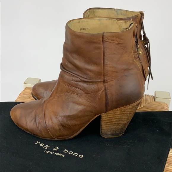 Rag & Bone Newbury Cognac Leather Ankle Booties 8 - Picture 8 of 12